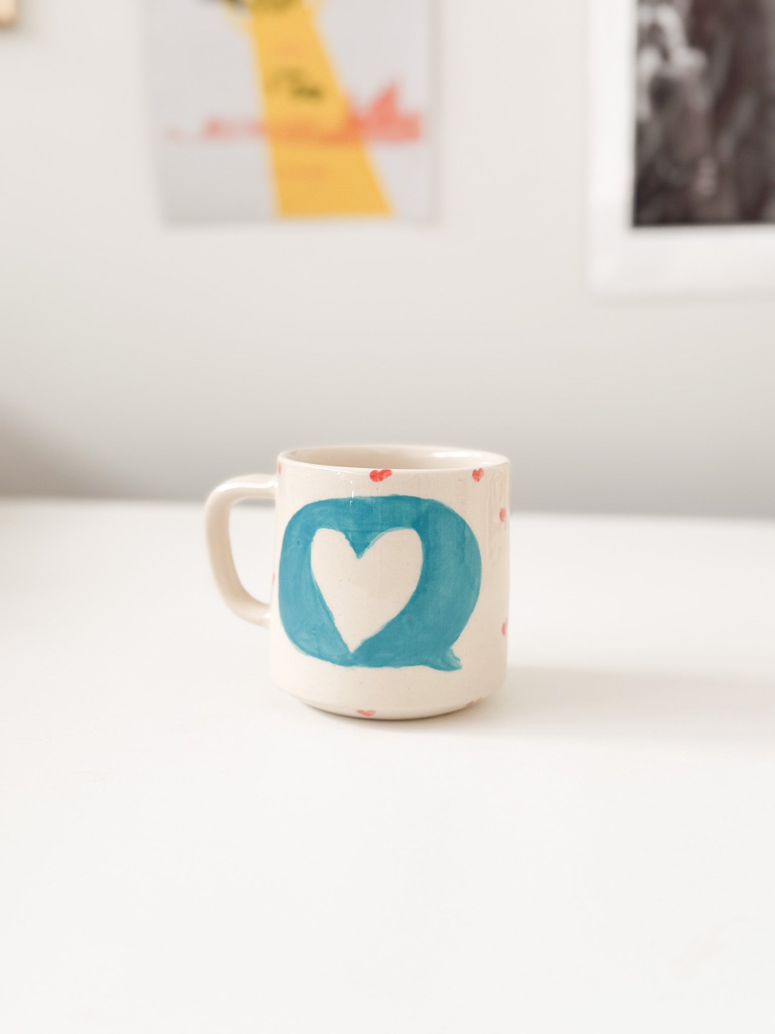 1/1 Turquoise + Tiny Red Heart Mug 12oz