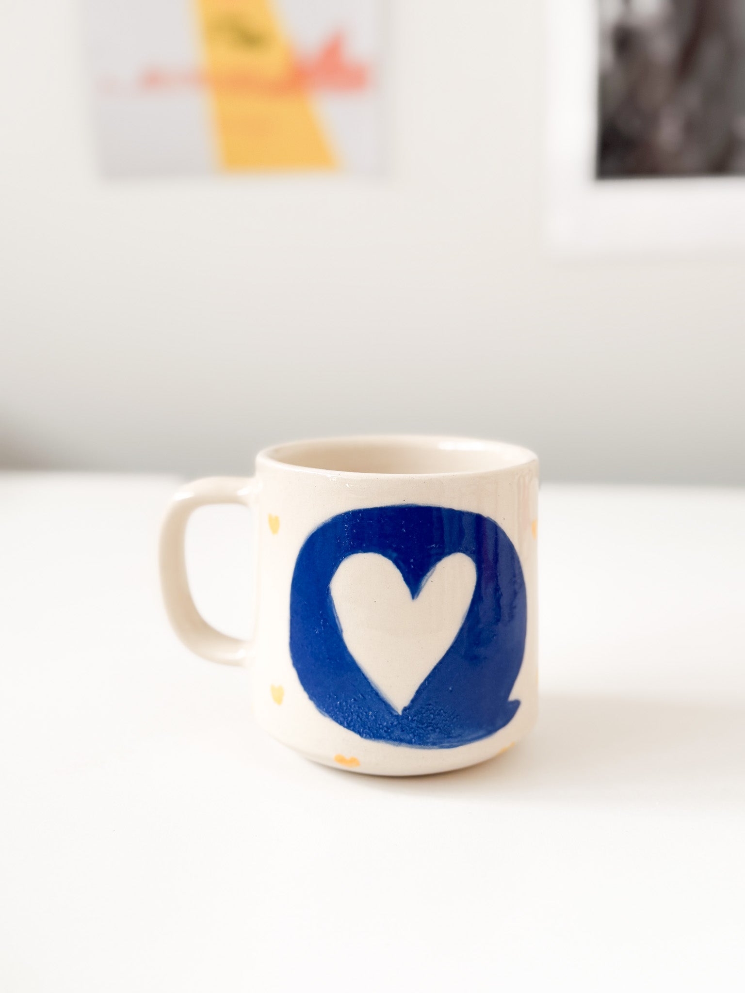 1/1 Blue + Tiny Yellow Heart Mug 12oz