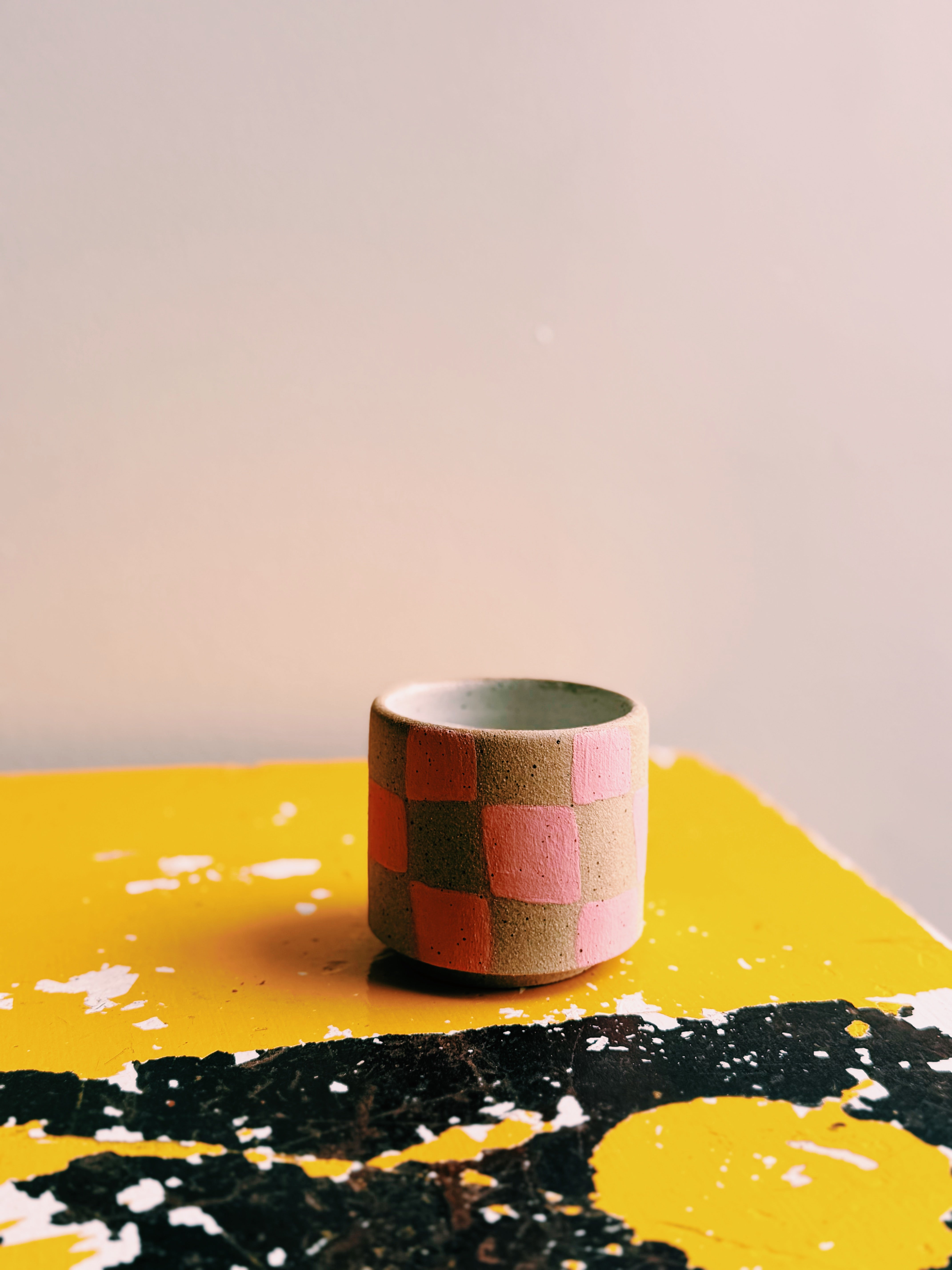 pink checker cup